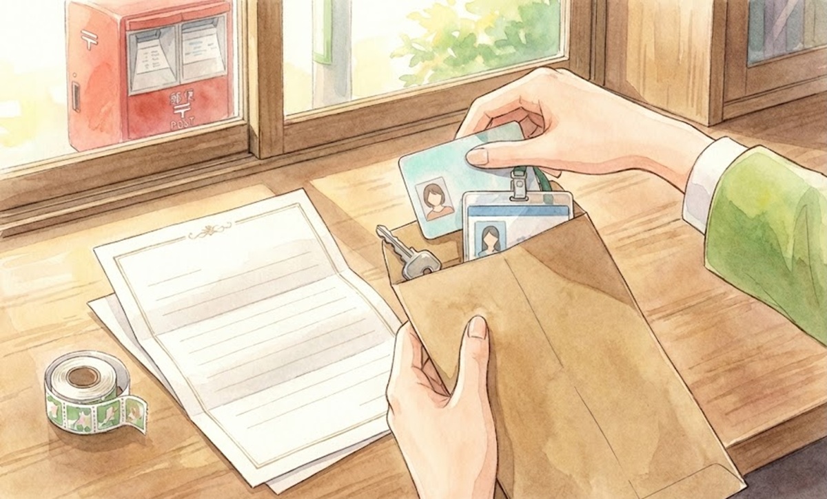 保険証などの返却物を郵送する際の会社宛ての添え状